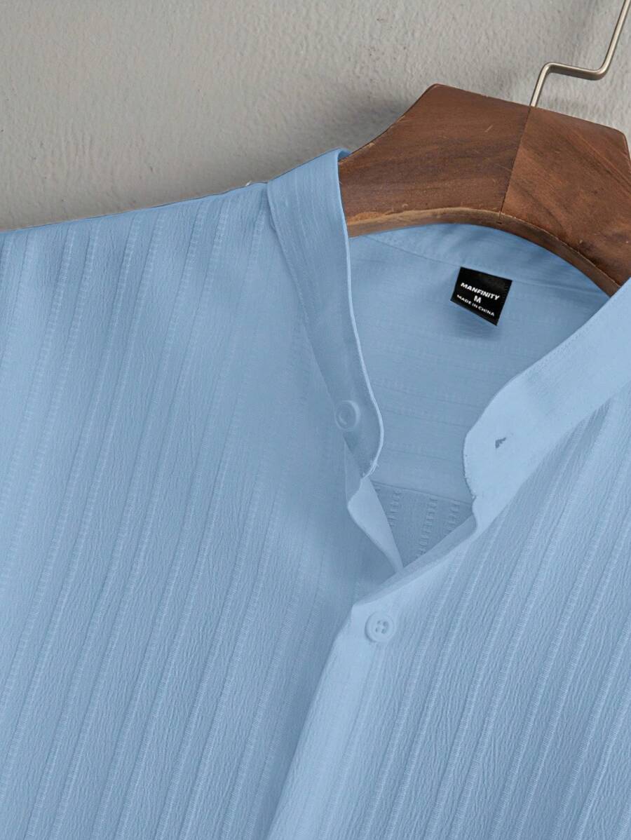Zwart heren co-ord set met opstaande kraag – moderne Japanse stijl met luxe uitstraling