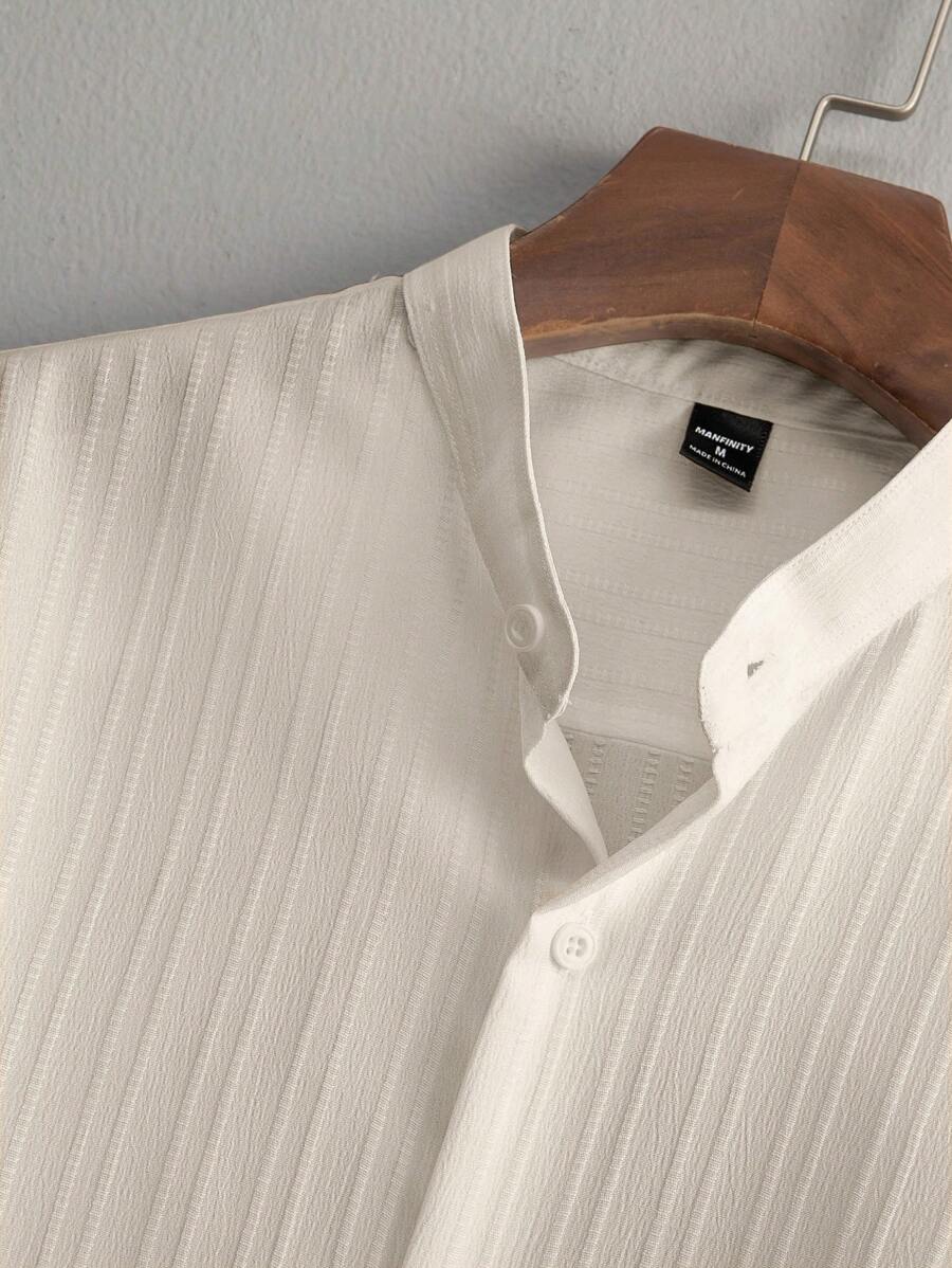 Zwart heren co-ord set met opstaande kraag – moderne Japanse stijl met luxe uitstraling