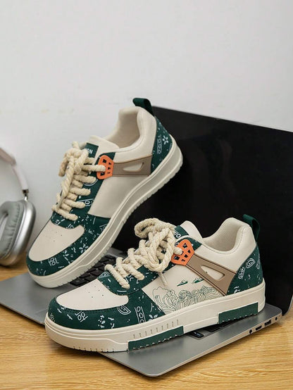 Beige heren sneakers met print – sportief, comfortabel en perfect voor elke dag