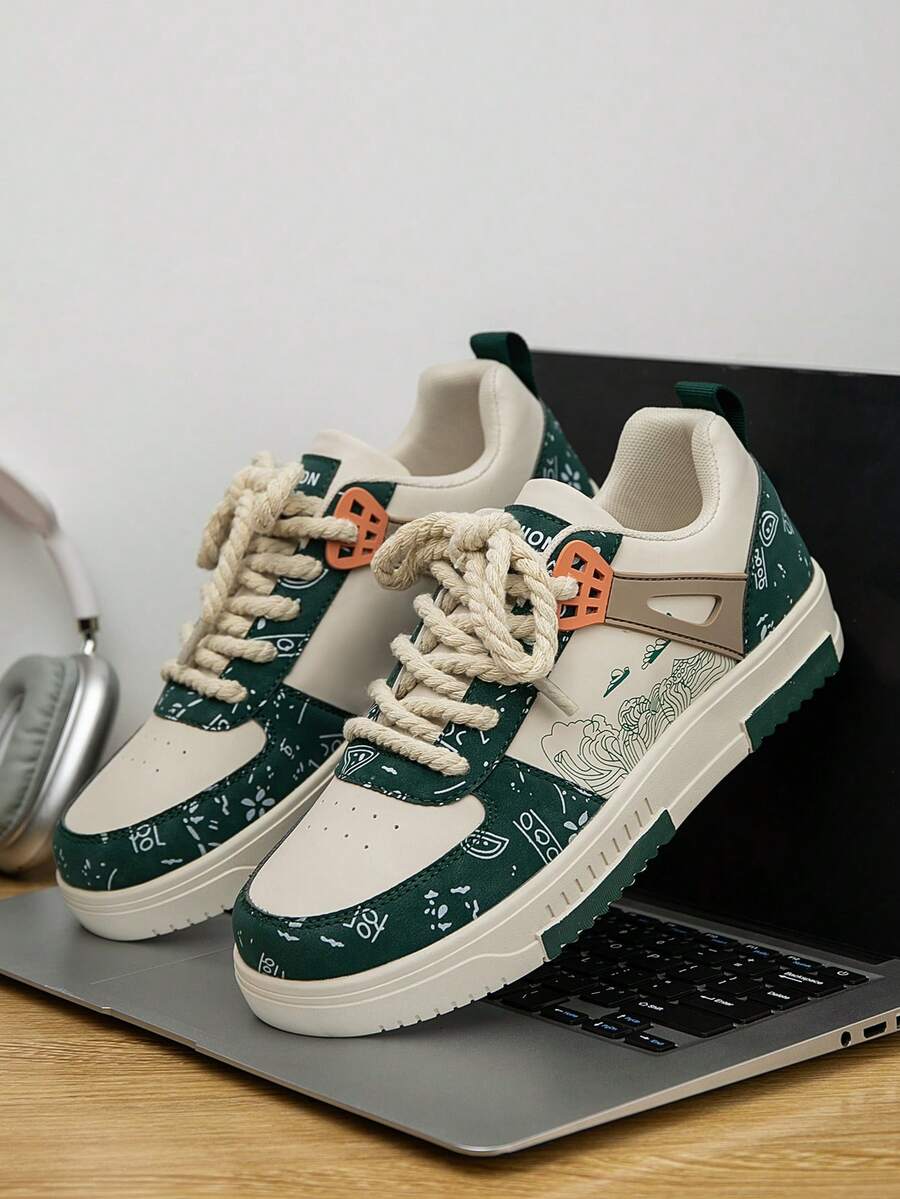 Beige heren sneakers met print – sportief, comfortabel en perfect voor elke dag
