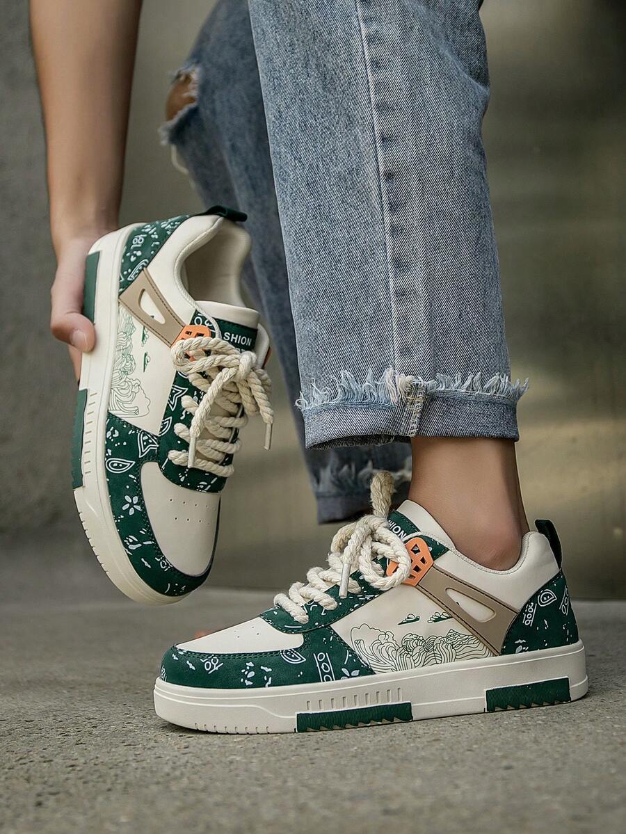 Beige heren sneakers met print – sportief, comfortabel en perfect voor elke dag