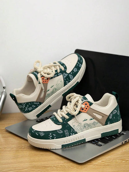 Beige heren sneakers met print – sportief, comfortabel en perfect voor elke dag