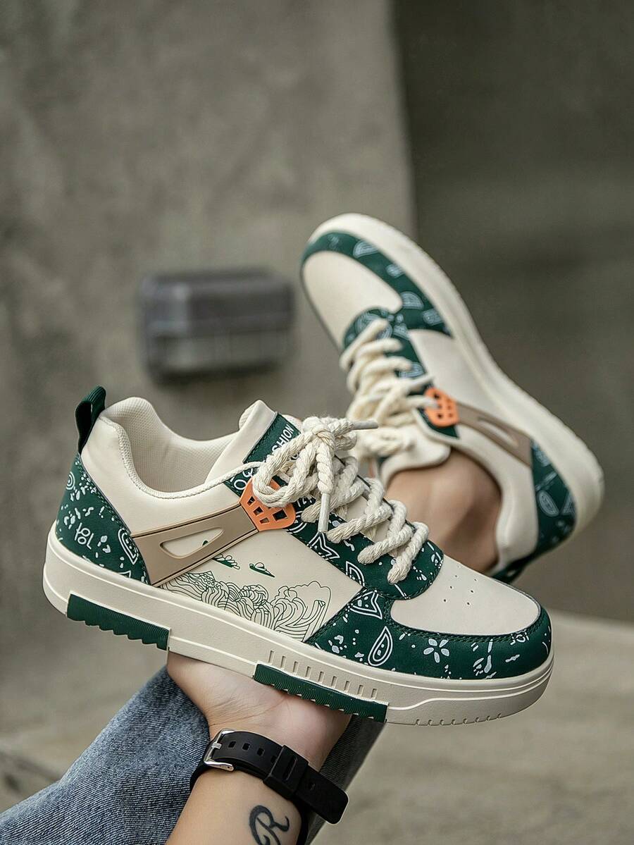 Beige heren sneakers met print – sportief, comfortabel en perfect voor elke dag