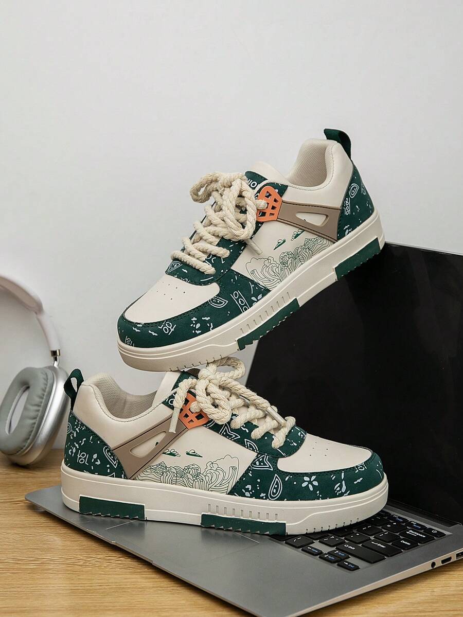 Beige heren sneakers met print – sportief, comfortabel en perfect voor elke dag