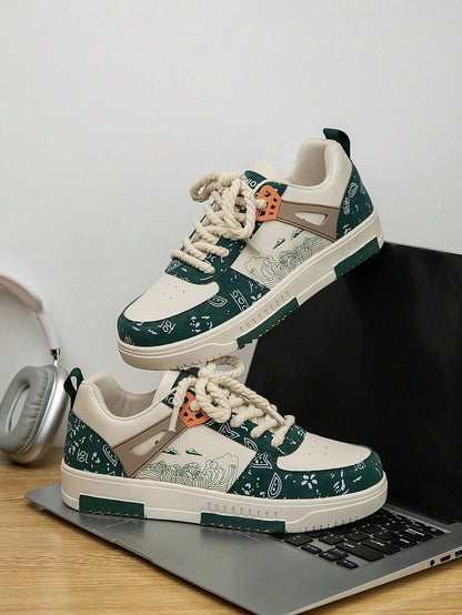 Beige heren sneakers met print – sportief, comfortabel en perfect voor elke dag