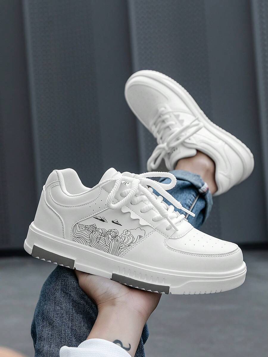 Beige heren sneakers met print – sportief, comfortabel en perfect voor elke dag