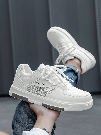 Beige heren sneakers met print – sportief, comfortabel en perfect voor elke dag