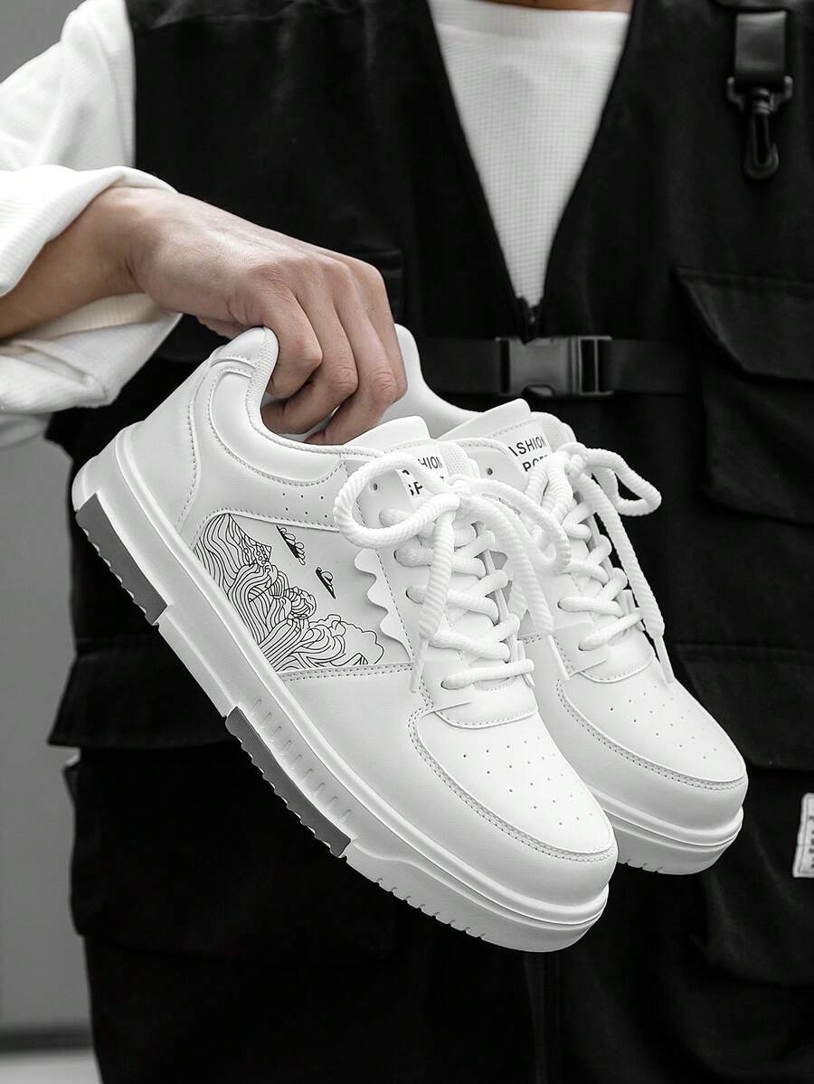 Beige heren sneakers met print – sportief, comfortabel en perfect voor elke dag