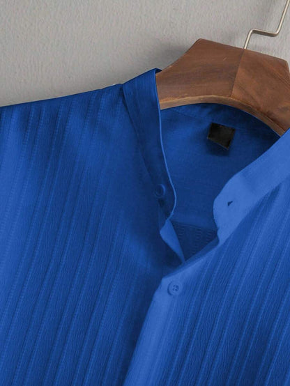 Zwart heren co-ord set met opstaande kraag – moderne Japanse stijl met luxe uitstraling