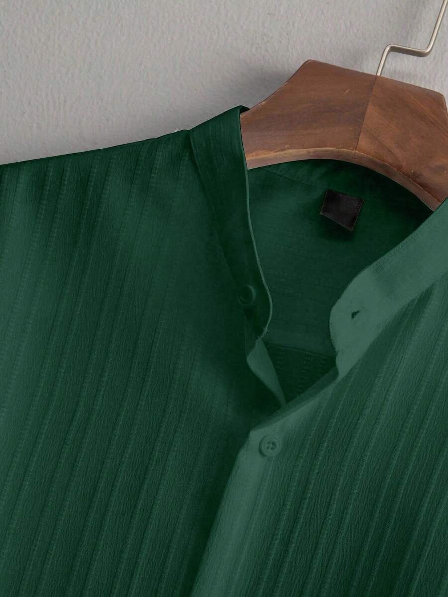 Zwart heren co-ord set met opstaande kraag – moderne Japanse stijl met luxe uitstraling