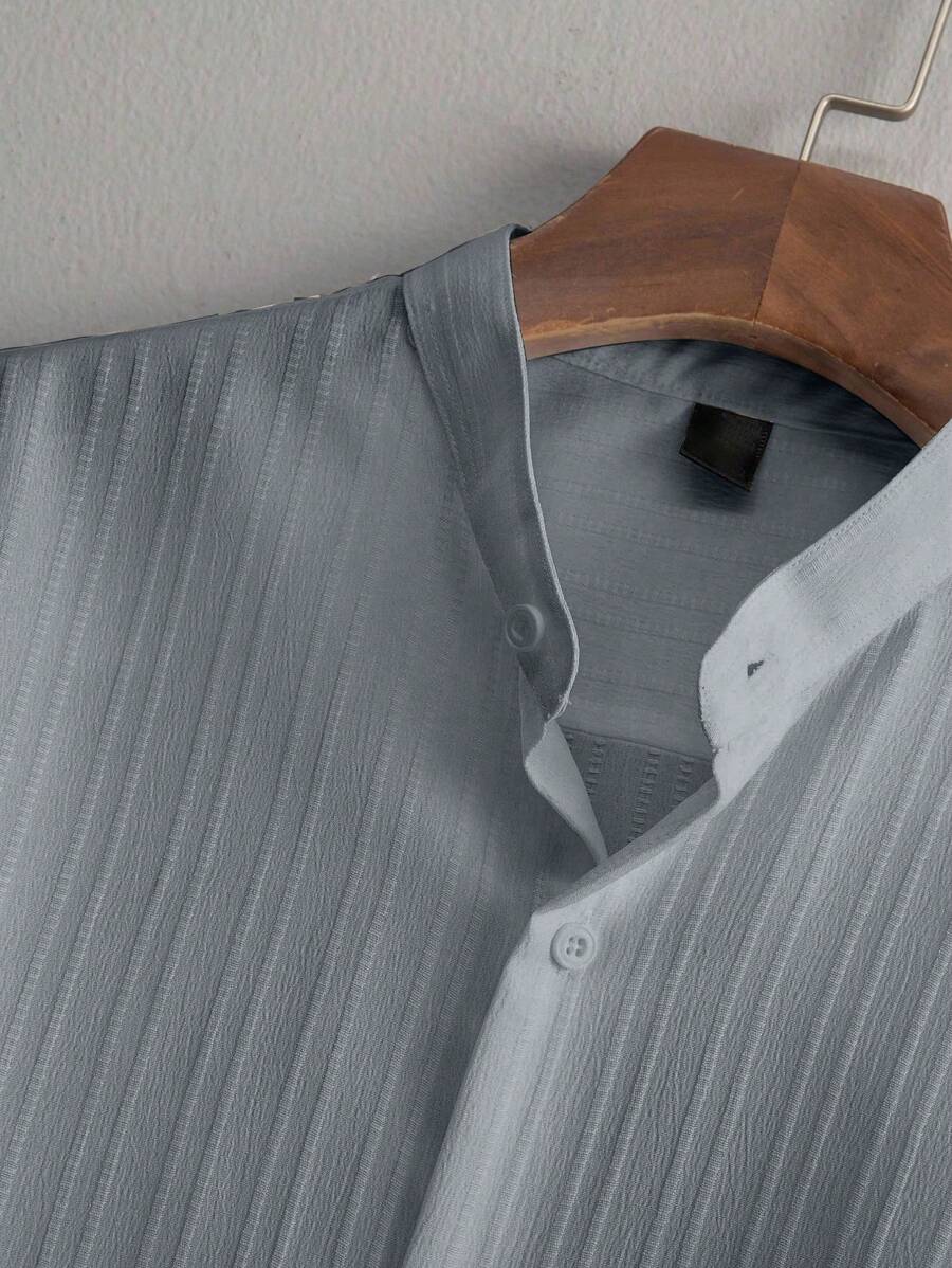 Zwart heren co-ord set met opstaande kraag – moderne Japanse stijl met luxe uitstraling