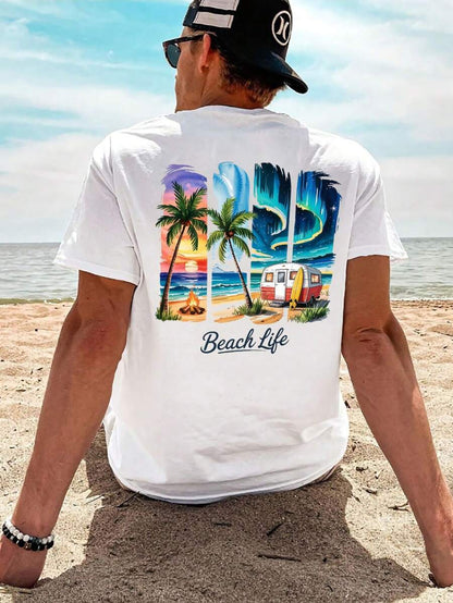 Casual mintgroen heren T-shirt met print en oversized fit