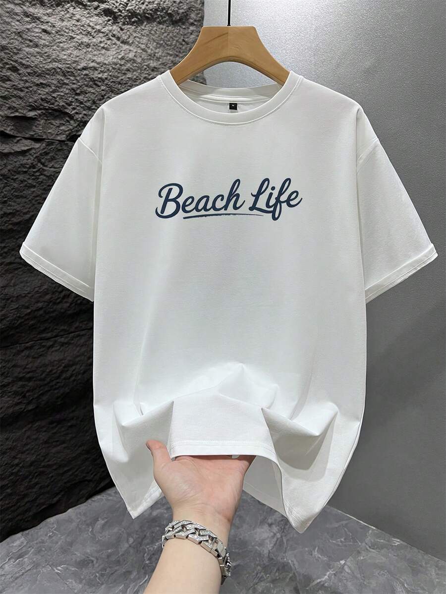 Casual mintgroen heren T-shirt met print en oversized fit
