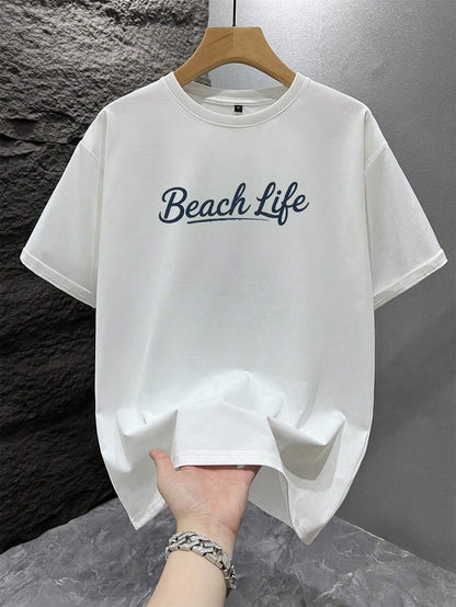 Casual mintgroen heren T-shirt met print en oversized fit