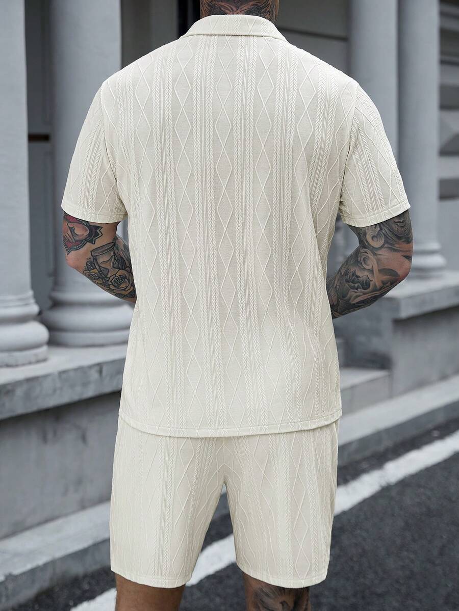 Beige heren polo & shorts set – minimalistische zomerset met relaxte uitstraling