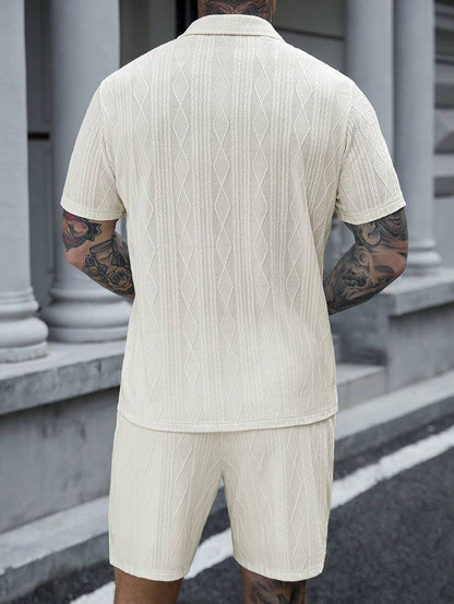 Beige heren polo & shorts set – minimalistische zomerset met relaxte uitstraling