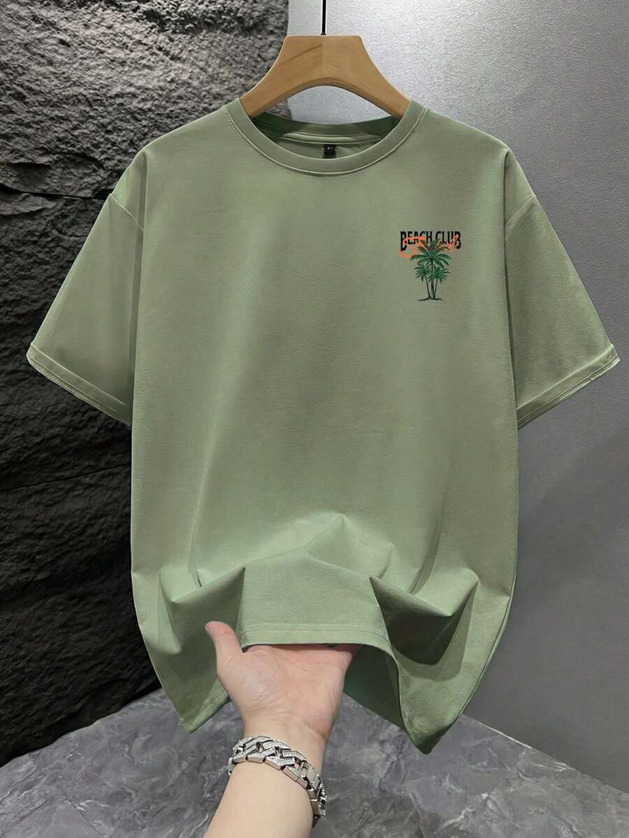 Casual mintgroen heren T-shirt met print en oversized fit