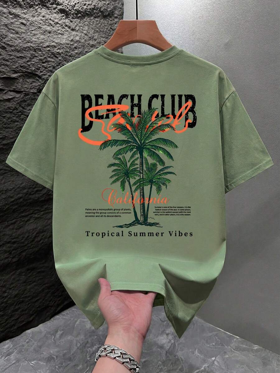 Casual mintgroen heren T-shirt met print en oversized fit