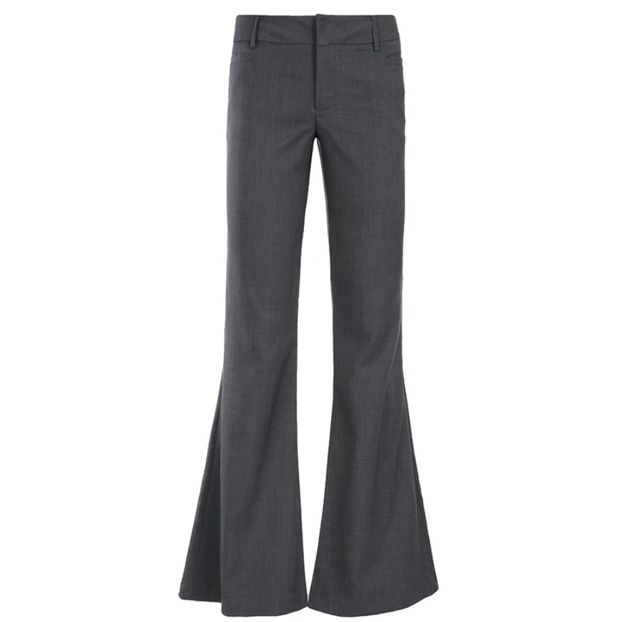 LORENTE | Hoog uitgesneden Elegante Broek met Uitlopende Pijpen