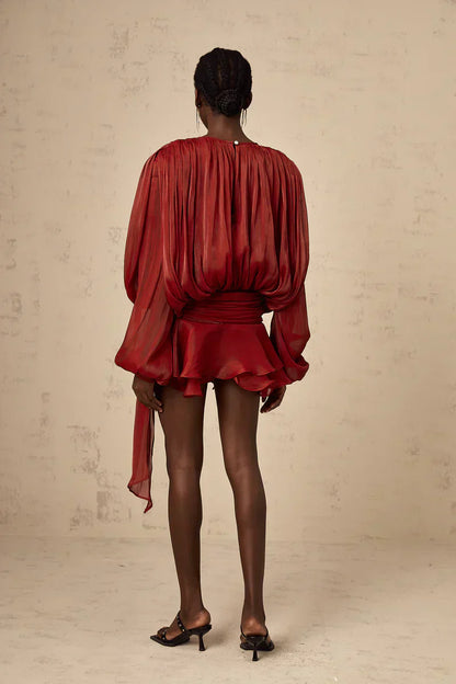 ISMARA | Jurk met Ballonmouwen en Flatterende Taille