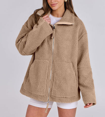 Oversized dames fleece jas | Warme en zachte winterjas van wolblend