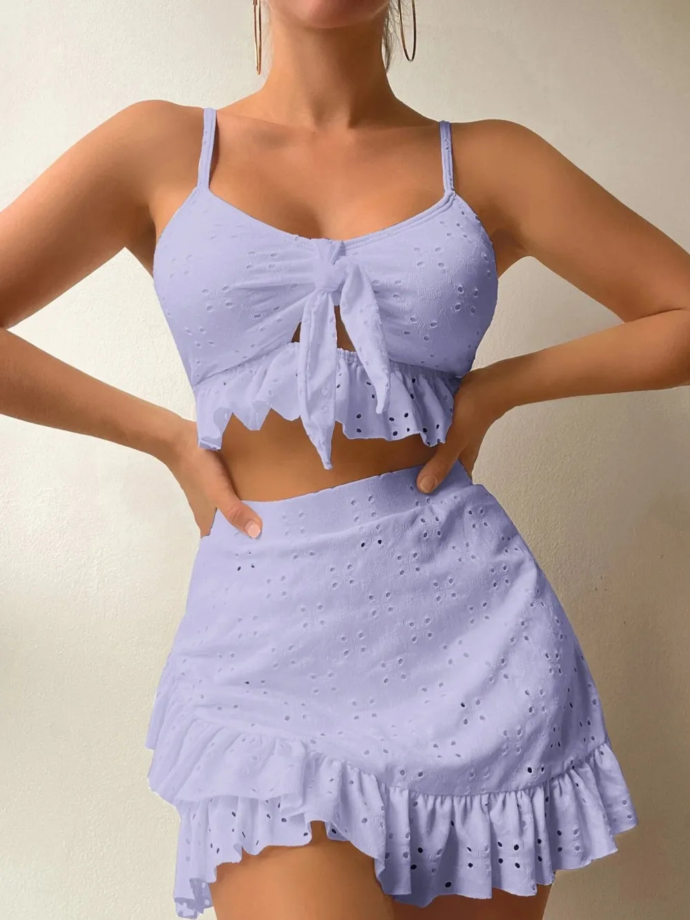 MIRELLA | 2-Delige Ruffle Set van Eyelet Kant