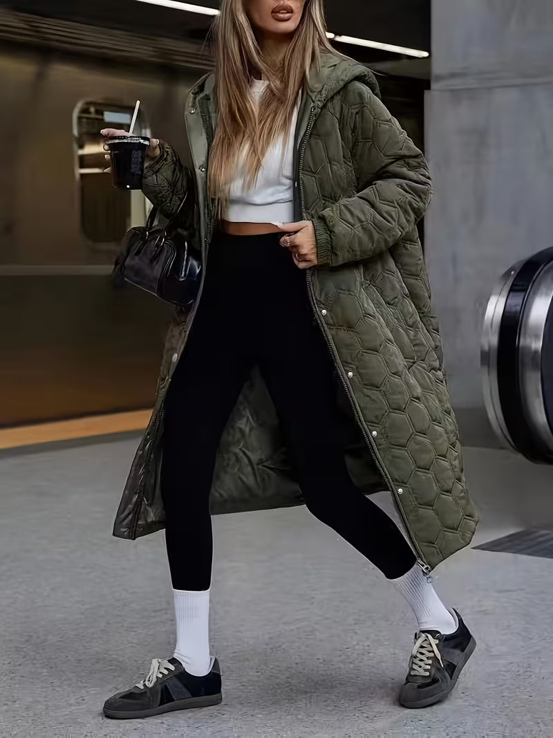 Léonie Dames Trenchcoat | Gewatteerde, Zwart Lange Trenchcoat Dames