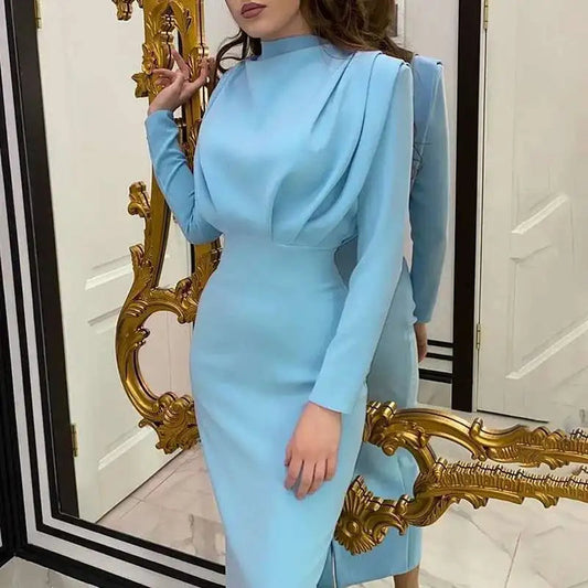 ZAYRA | Midi-jurk met colkraag en elegante belijning