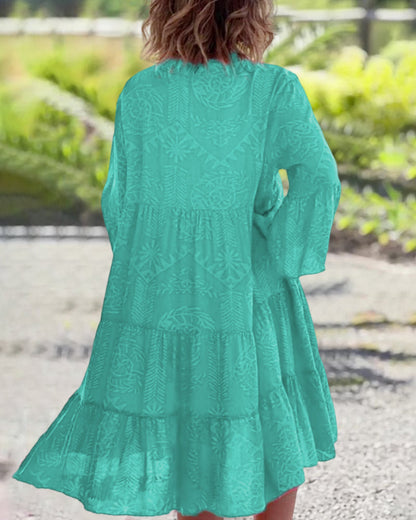 LIVIA | Boho-Jurk met Driekwart Mouwen en Geometrische Print