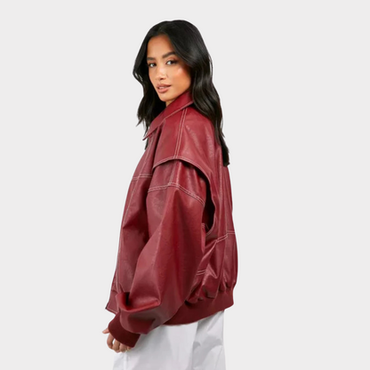 Oversized bomberjack met contrasterende stiksels