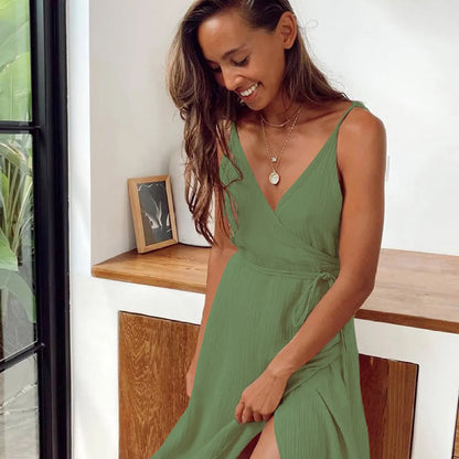 MOLLY | Mouwloze Zomerjurk Crêpe met V-hals