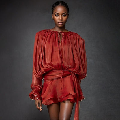 ISMARA | Jurk met Ballonmouwen en Flatterende Taille