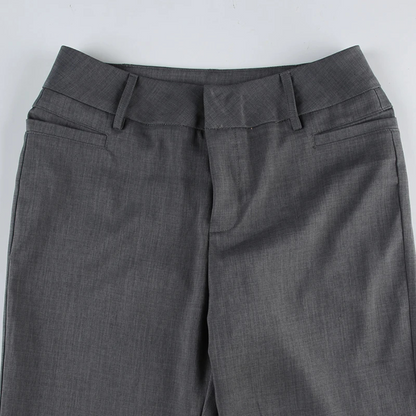 LORENTE | Hoog uitgesneden Elegante Broek met Uitlopende Pijpen