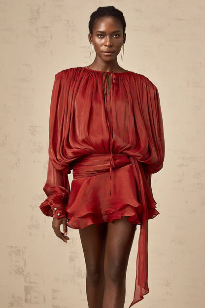 ISMARA | Jurk met Ballonmouwen en Flatterende Taille