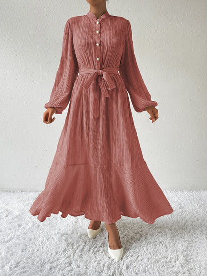MAUREEN | Jurk met Lange Mouwen en Tailleaccent