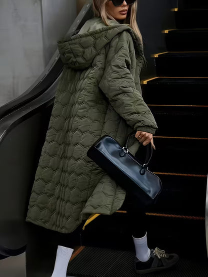 Léonie Dames Trenchcoat | Gewatteerde, Zwart Lange Trenchcoat Dames
