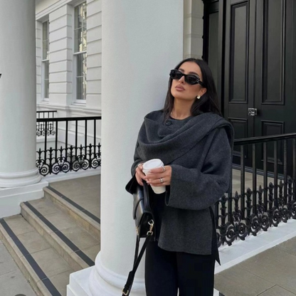 Oversized wollen jas met knoopsluiting en luxe voering