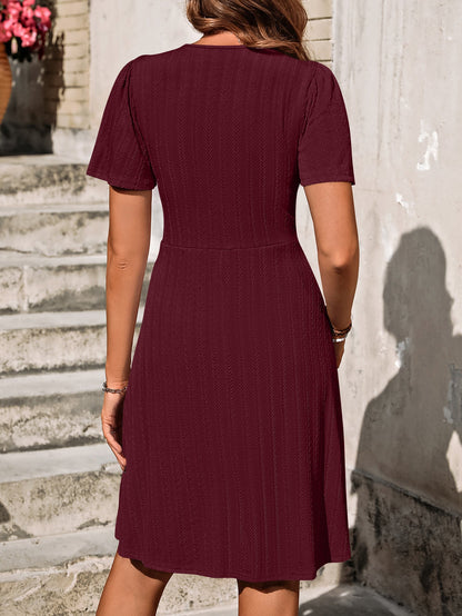 LYANA | Casual Katoenen Zomerjurk met Knoopdetail