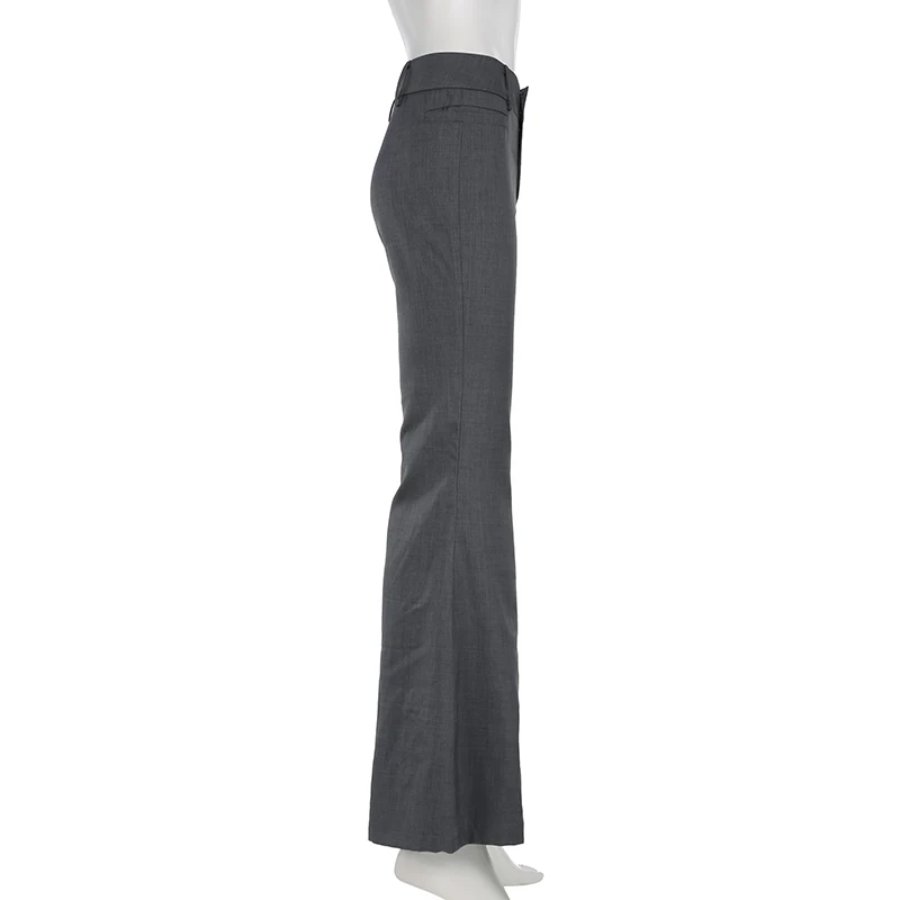 LORENTE | Hoog uitgesneden Elegante Broek met Uitlopende Pijpen