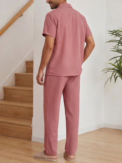 Zwart heren co-ord set met opstaande kraag – moderne Japanse stijl met luxe uitstraling