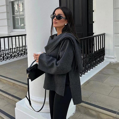 Oversized wollen jas met knoopsluiting en luxe voering