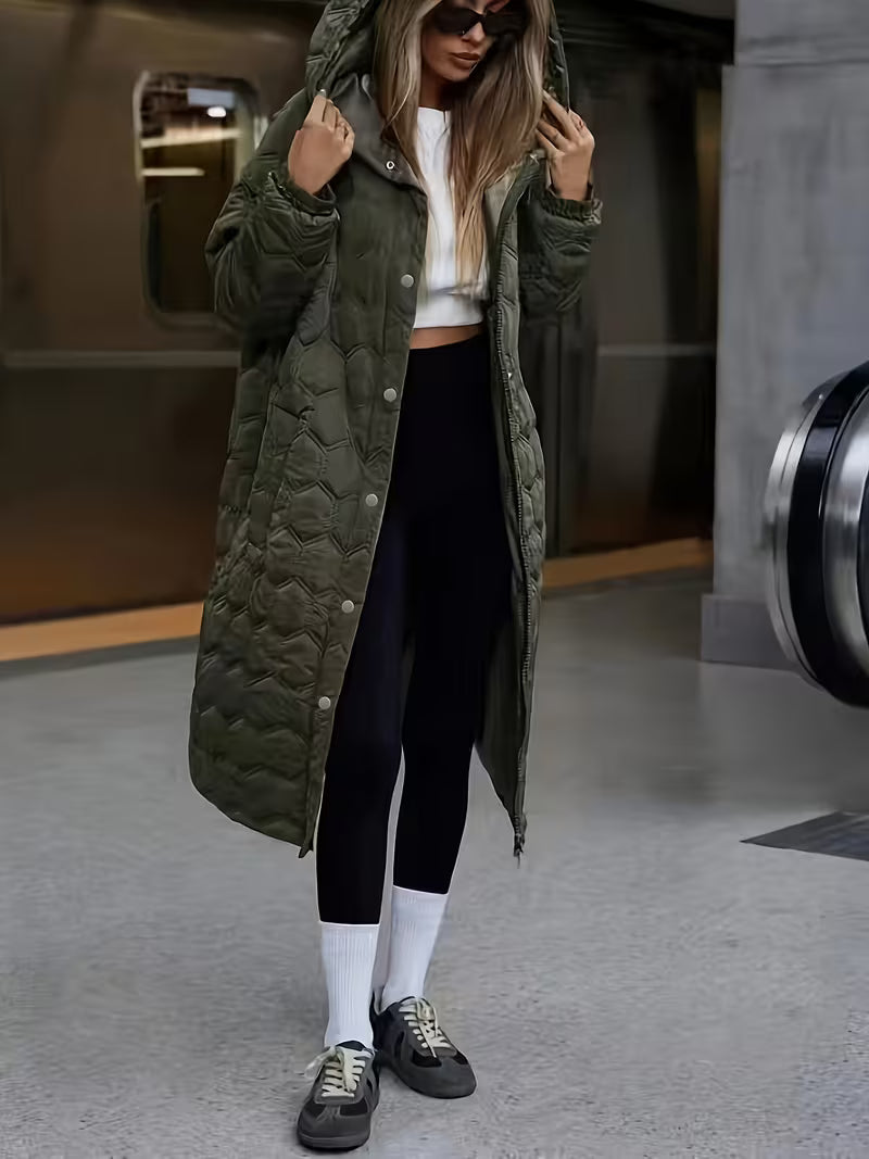 Léonie Dames Trenchcoat | Gewatteerde, Zwart Lange Trenchcoat Dames