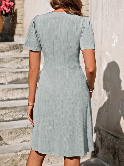 LYANA | Casual Katoenen Zomerjurk met Knoopdetail
