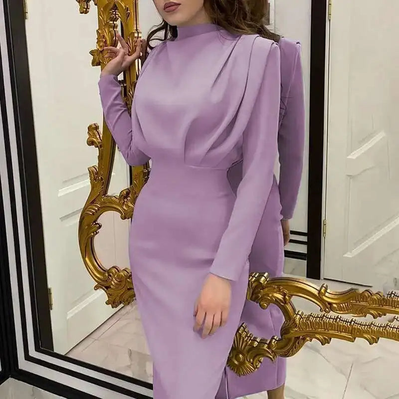ZAYRA | Midi-jurk met colkraag en elegante belijning