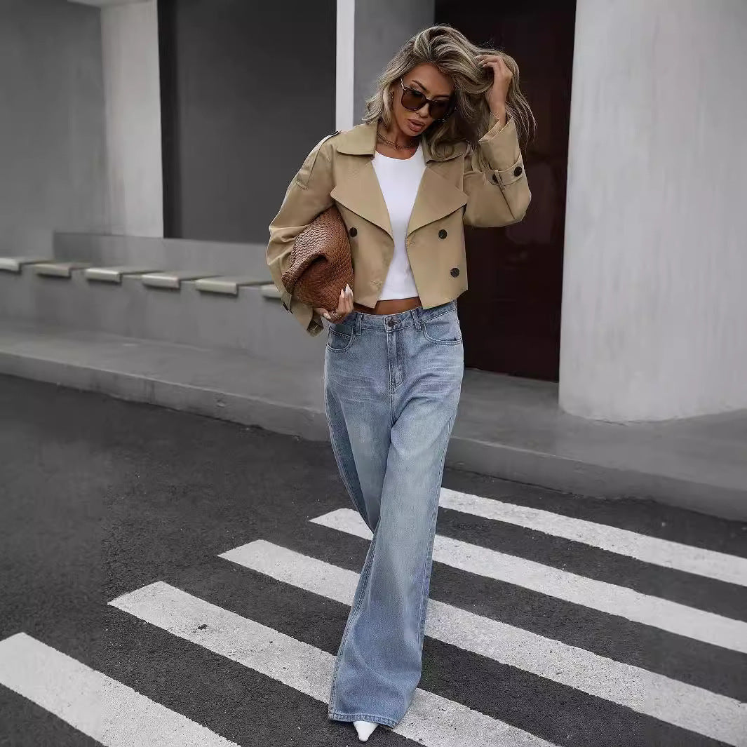 VIANNE | Korte Trenchcoat in Khaki