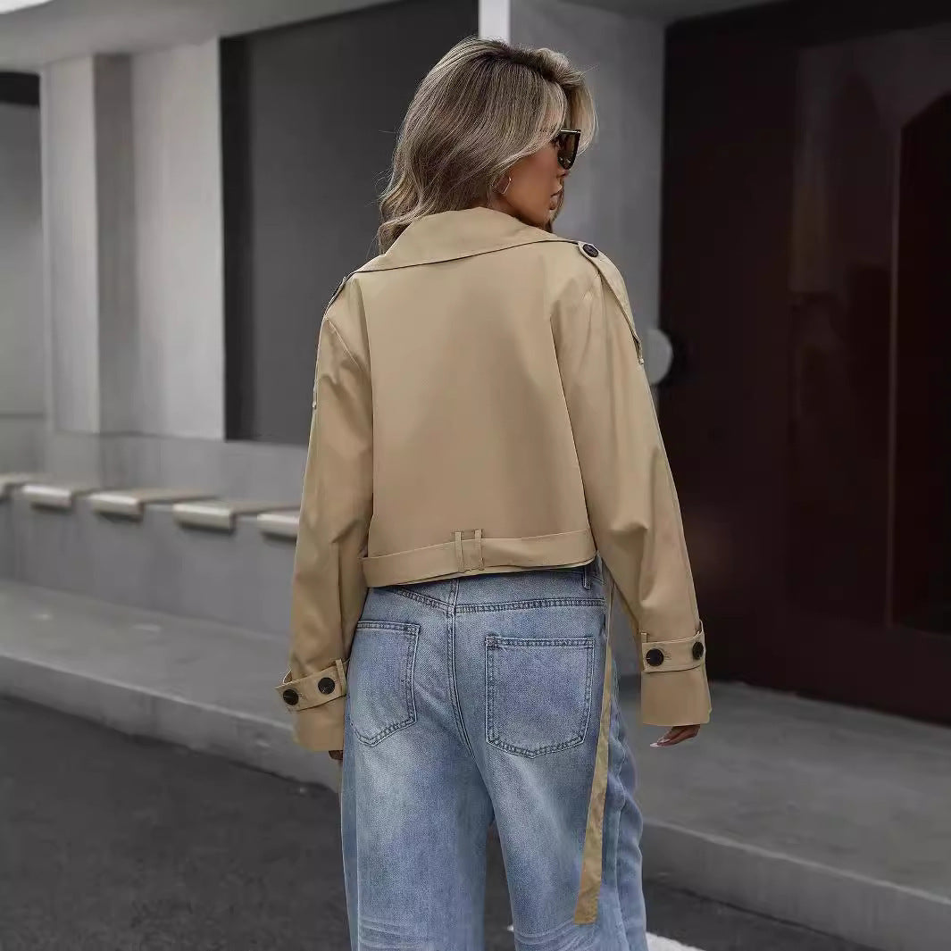 VIANNE | Korte Trenchcoat in Khaki