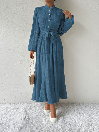 MAUREEN | Jurk met Lange Mouwen en Tailleaccent