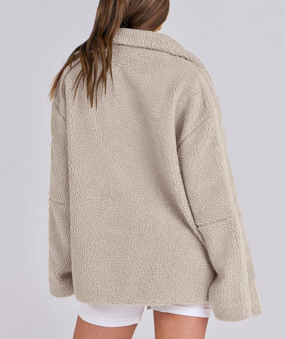 Oversized dames fleece jas | Warme en zachte winterjas van wolblend