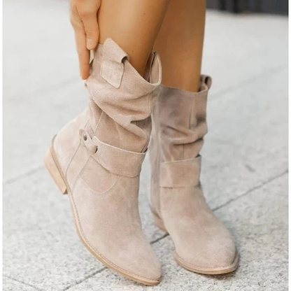 Veloura | Enkellaarsjes met Suède Look en Slouchy Schacht