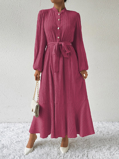 MAUREEN | Jurk met Lange Mouwen en Tailleaccent